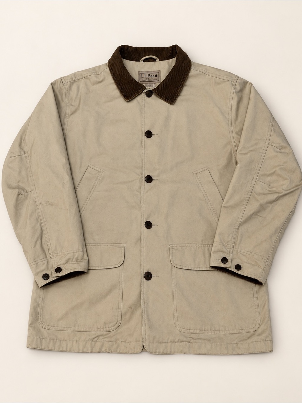 Vintage 90s L.L.Bean Original Field Coat Tan Corduroy Collar